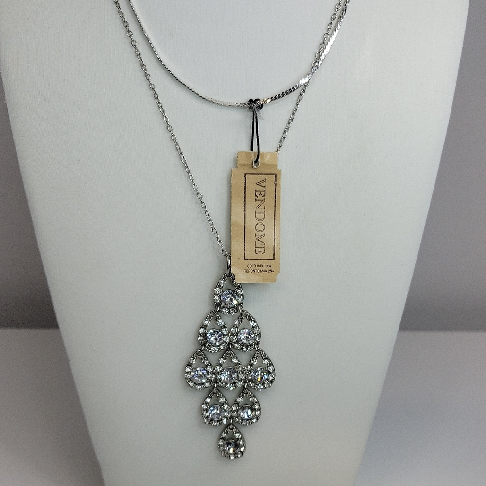 Vintage Vendome Choker & Silver Necklace with Crystal Accents